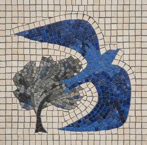 Мозаика «Синяя птица и серое дерево»