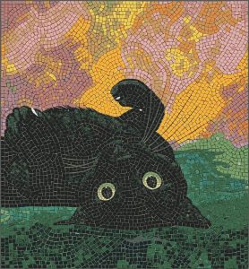 Мелкий модуль: Чёрный кот на золотистом фоне