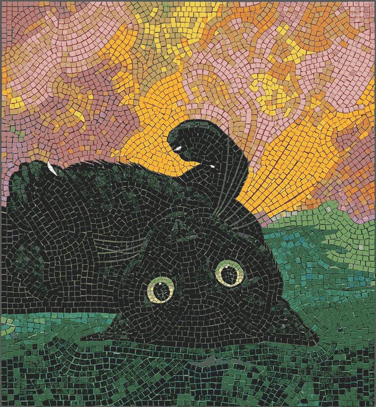 Мелкий модуль: Чёрный кот на золотистом фоне