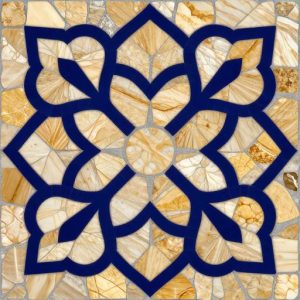 Мозаичный орнамент с цветами в стиле Opus Incertum