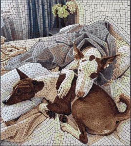 Peaceful Dogs Mosaic Art – Cozy Canine Companions
