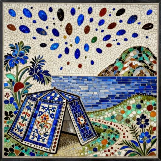 Meteor Shower over Koktebel - Florentine Mosaic Art