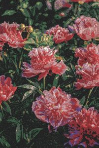 Мозаика «Красные пионы» — Элегантное украшение интерьера