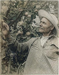 Культурная элегантность мозаики с виноградной гроздью