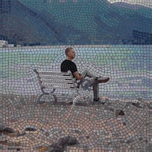 Solitude in Mosaic: Man on a Bench