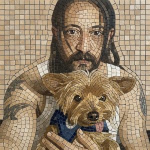 Mosaic Portrait of a Man and His Dog