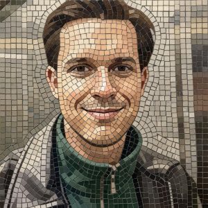 Mosaic Portrait of a Smiling Man