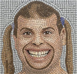 Smiling Girl Mosaic Portrait – 100×100 cm