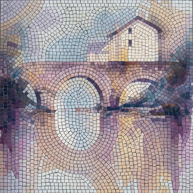 Ancient Bridge and House Mosaic Art