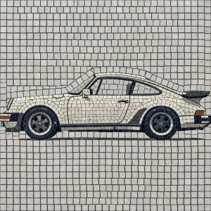 Classic White Sports Car Mosaic Art