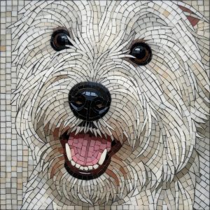 Мозаика «Счастливый белый терьер» 100×100 см