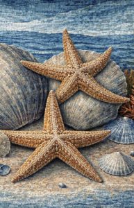 Морское спокойствие: Мозаика с морскими звездами и ракушками
