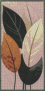 Modern Stylized Leaves Mosaic Art – 60×120 cm