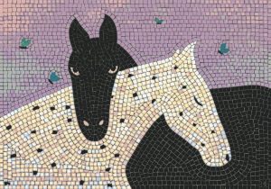 Мозаика «Два коня» — Контраст черного и белого