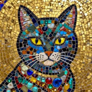 Мозаика «Веселый кот» в византийском стиле