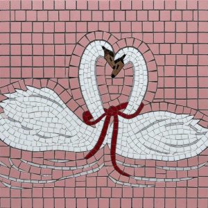 Romantic Heart Swans Mosaic Art