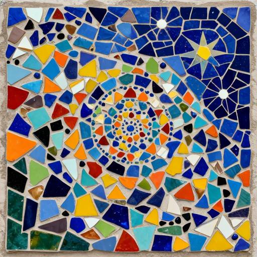 Звездное ночное небо в технике Trencadís