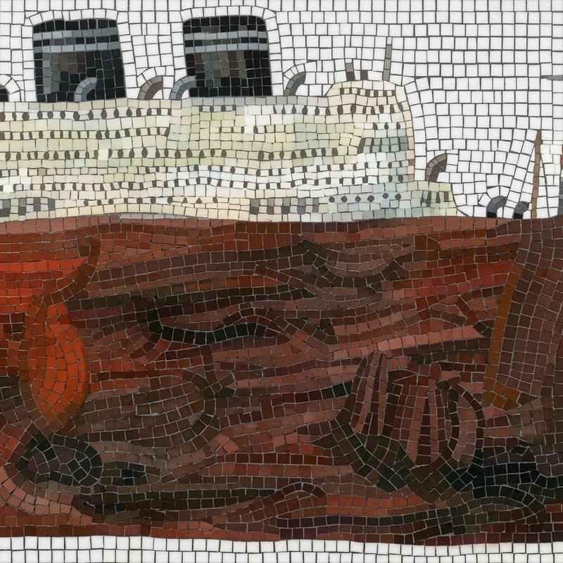 Ocean Liner Mosaic Art - Classic AI Style