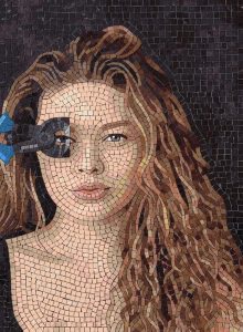 Cybernetic Woman Mosaic Art – Futuristic Portrait