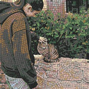 Tender Moment with a Cat – Mosaic Art