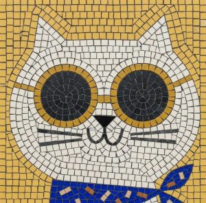 Мозаичный кот в очках — Оригинальный арт-объект