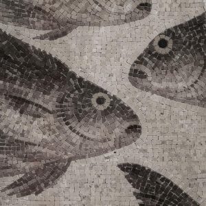 Monochromatic Fish Mosaic Art – 100×100 cm