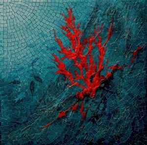 Red Coral Mosaic Art – Underwater Nature