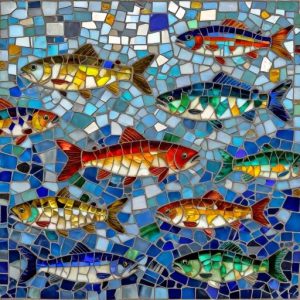 School of Fish Mosaic Art – Opus Incertum Style