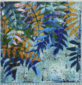 Vibrant Nature Mosaic Art – Blue and Green Foliage
