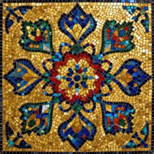 Byzantine Floral Ornament Mosaic Art