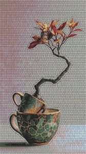 Мозаика «Дерево в керамических чашках»