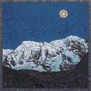 Moonlight over Snowy Peaks Mosaic Art