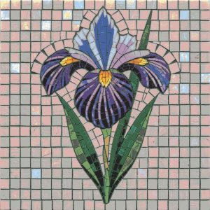 Purple Iris Mosaic Art – 30×30 cm