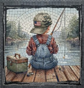 Мальчик на пристани с удочкой