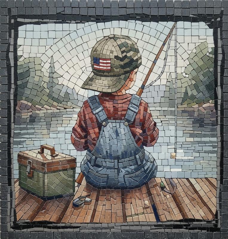 Мальчик на пристани с удочкой