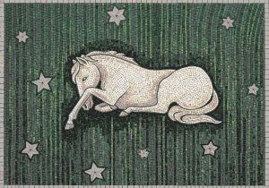 White Horse Under Stars Mosaic Art