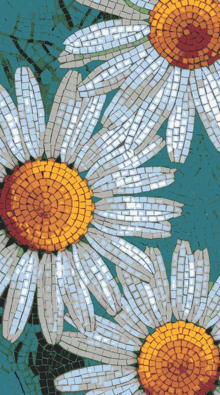 White Daisies Mosaic Art - Nature Wall Decor