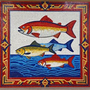Soviet Style Jumping Fish Mosaic Art