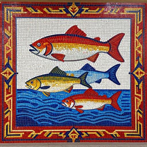Soviet Style Jumping Fish Mosaic Art