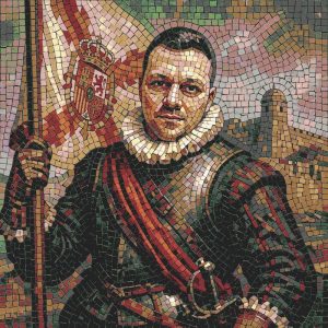 Historical Spanish Explorer Mosaic Art