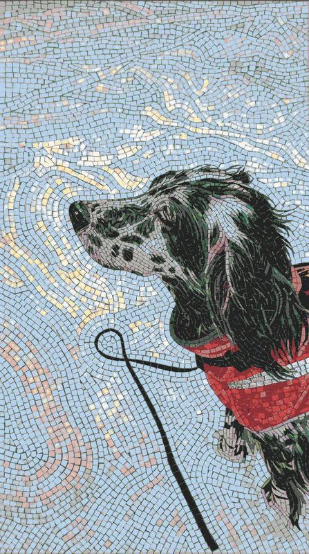 Loyal Companion Mosaic Art - Dog Portrait in Red Collar