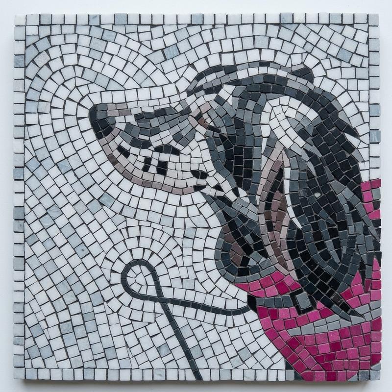 Modern Mosaic Dog Portrait in Pink