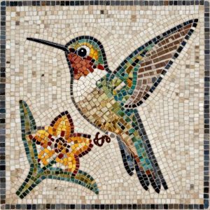 Hummingbird and Flower Mosaic Art – Opus Tessellatum