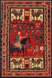 Ancient Style Mosaic: Noble Rider and Birds