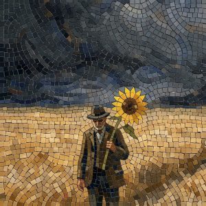 Мозаика «Человек с подсолнухом»