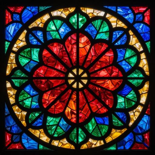 Geometric Flower Stained Glass Mosaic