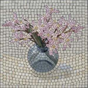 Мозаика «Розовые цветы в вазе»