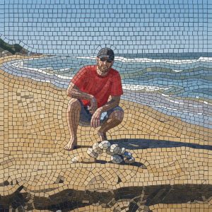 Man on the Beach Mosaic Art