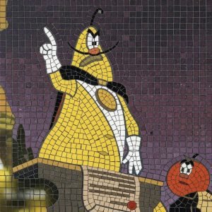 Whimsical Yellow Character Mosaic Art