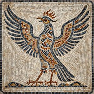 Мозаика «Птица Феникс» в стиле Opus Tessellatum